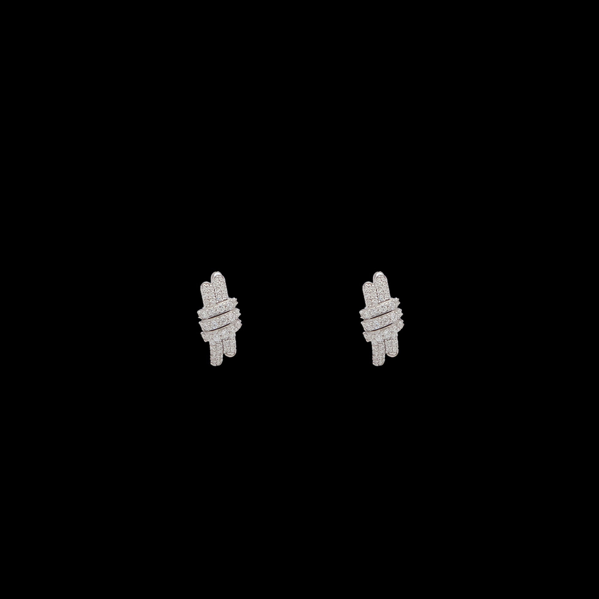 Eclipse Mini Hoops - White Gold All White Pave