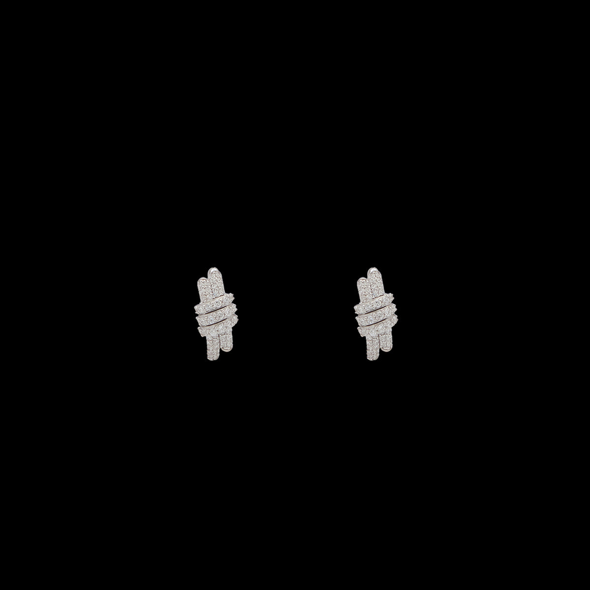 Eclipse Mini Hoops - Silver All White Pave