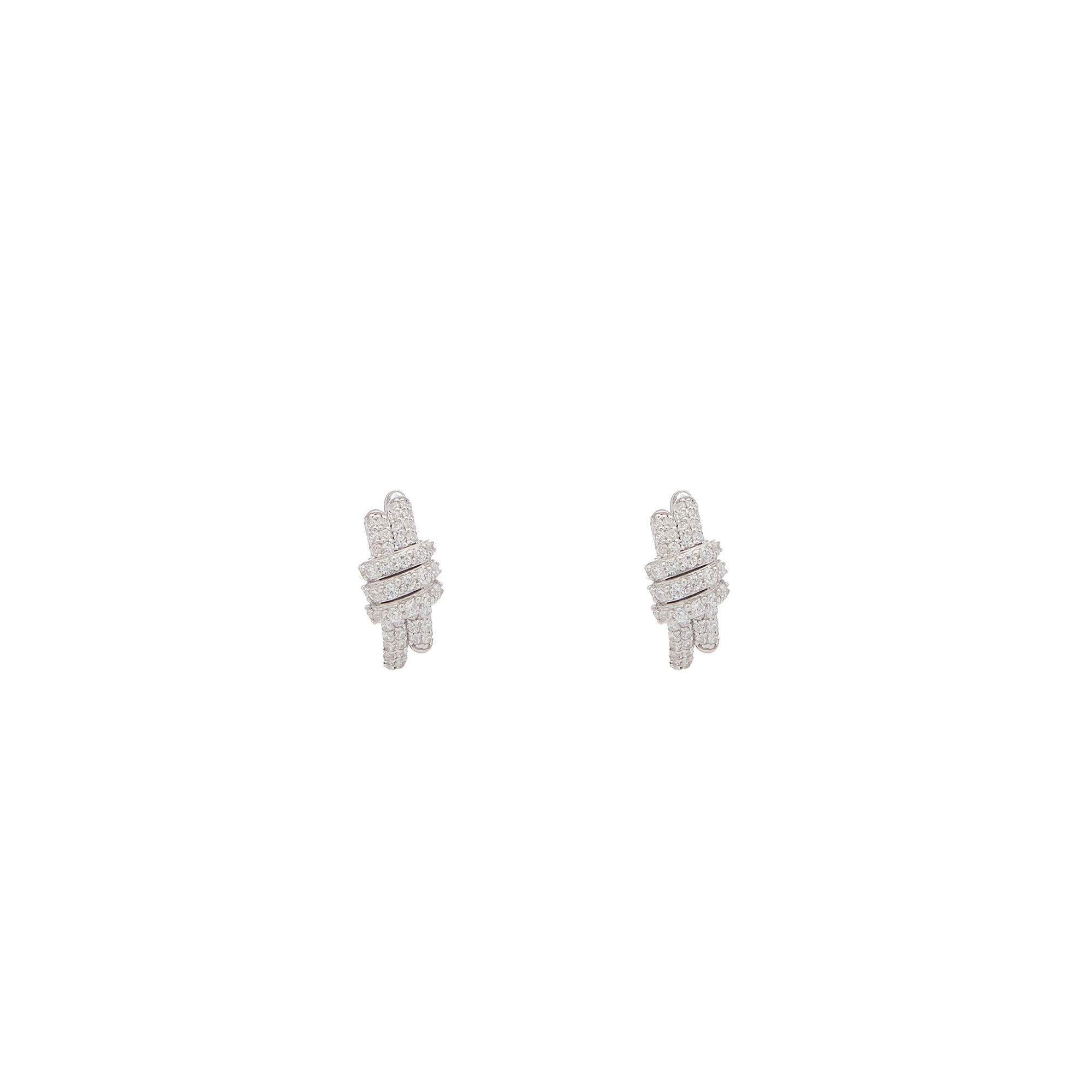 Eclipse Mini Hoops - White Gold All White Pave