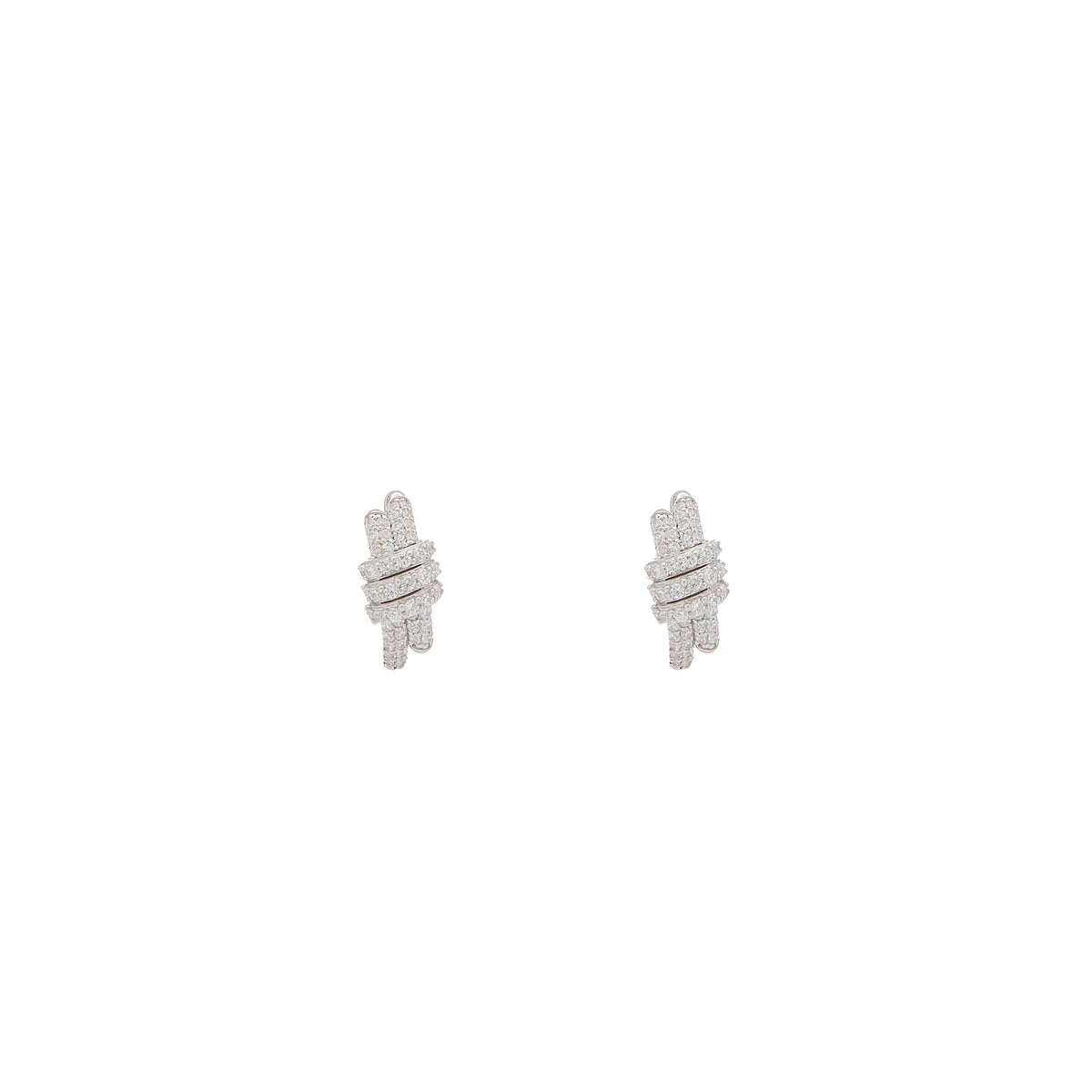 Eclipse Mini Hoops - Silver All White Pave