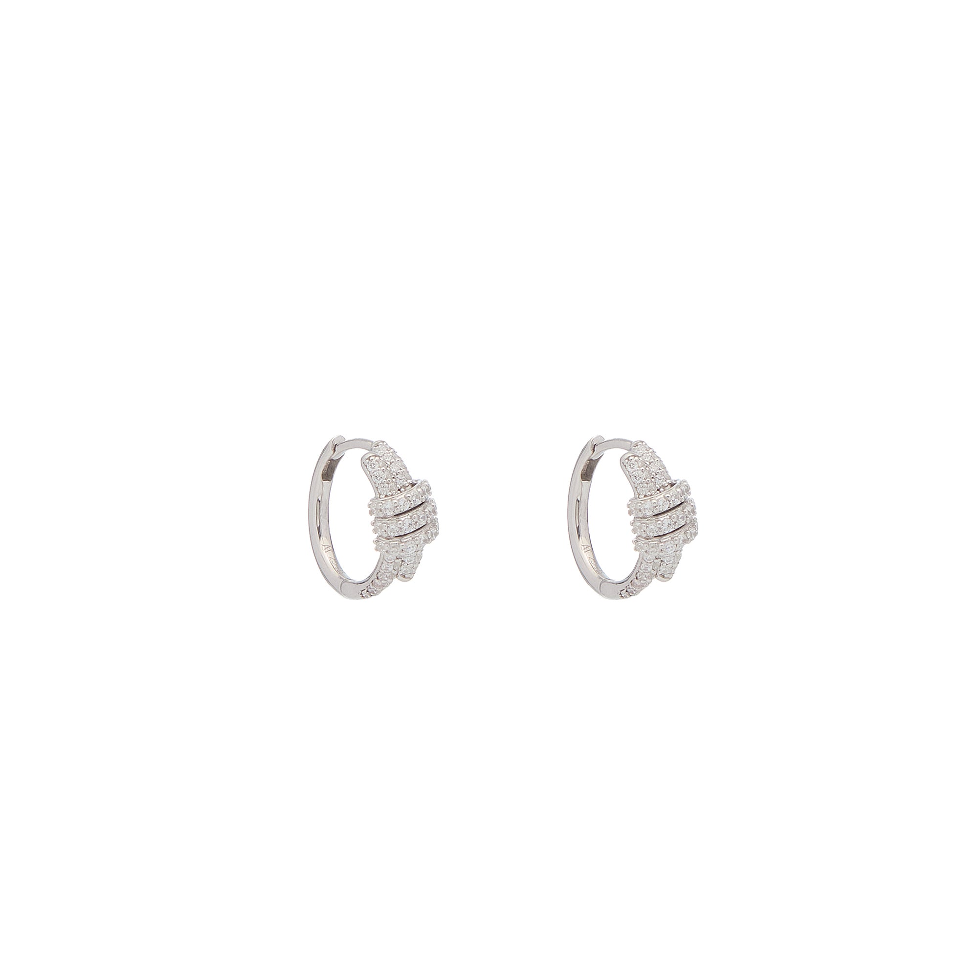 Eclipse Mini Hoops - White Gold All White Pave
