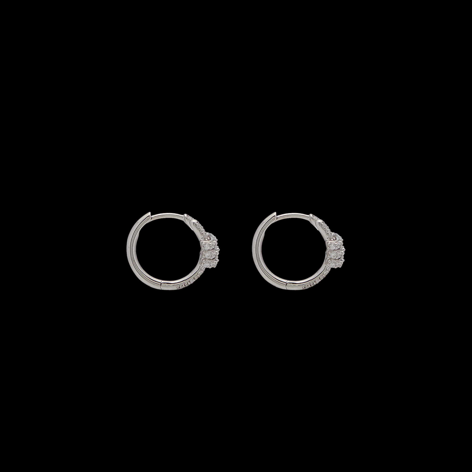 Eclipse Mini Hoops - White Gold All White Pave