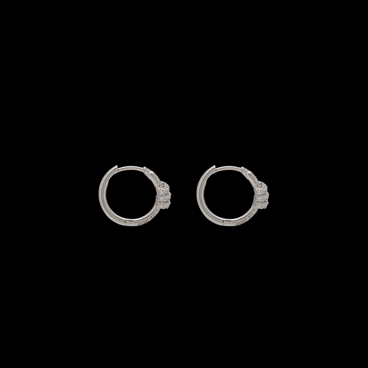 Eclipse Mini Hoops - Silver All White Pave