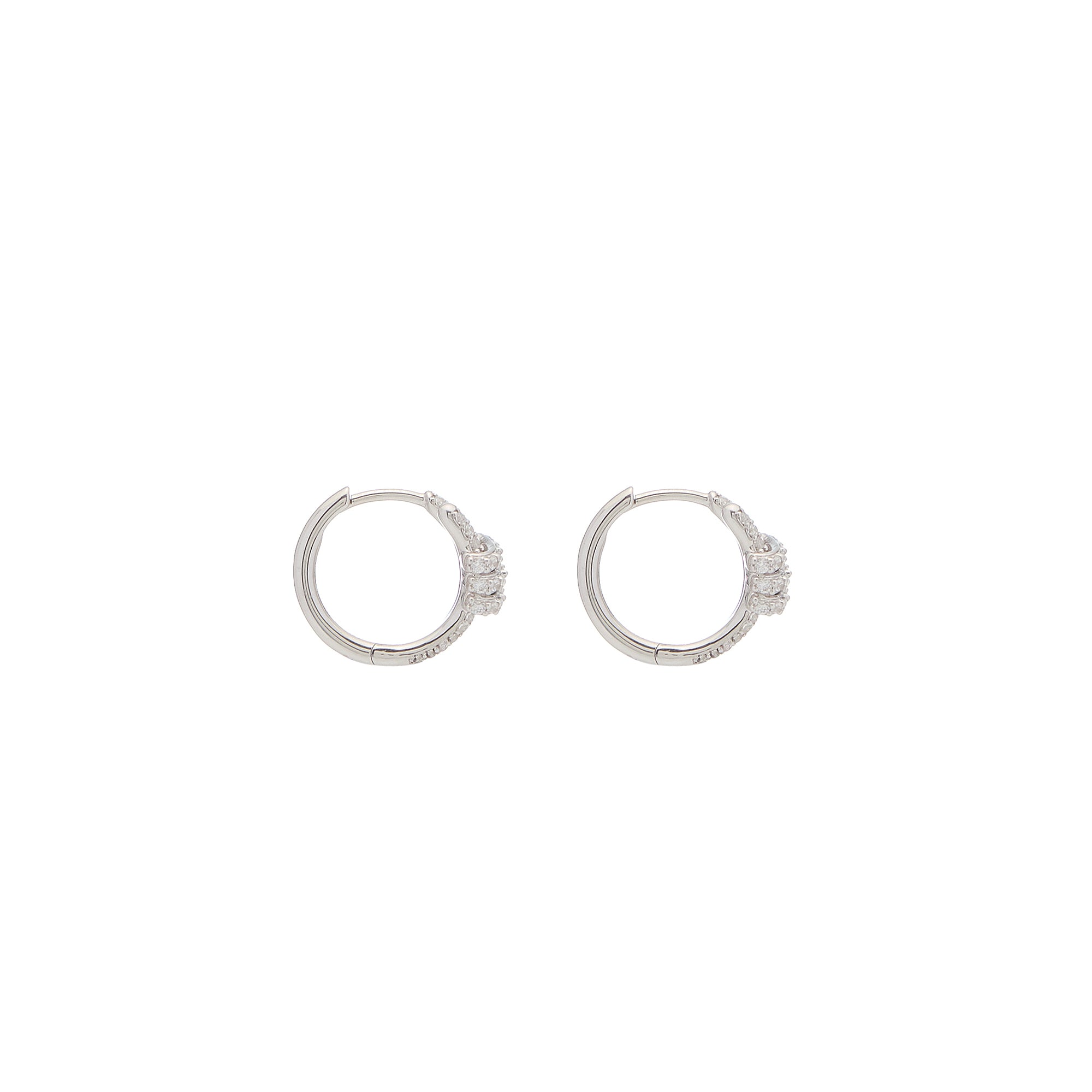 Eclipse Mini Hoops - White Gold All White Pave