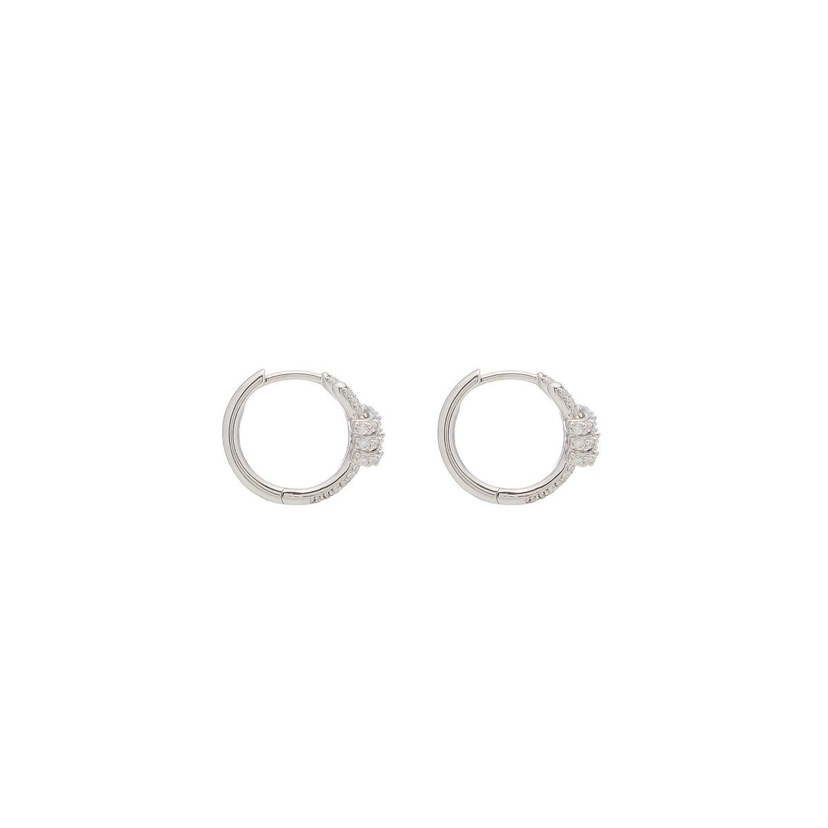 Eclipse Mini Hoops - Silver All White Pave