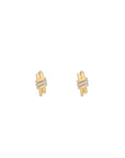 Eclipse Mini Hoops - Gold  1 Row White Diamond Pave