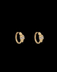 Eclipse Mini Hoops - Gold  1 Row White Diamond Pave