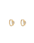 Eclipse Mini Hoops - Gold  1 Row White Diamond Pave