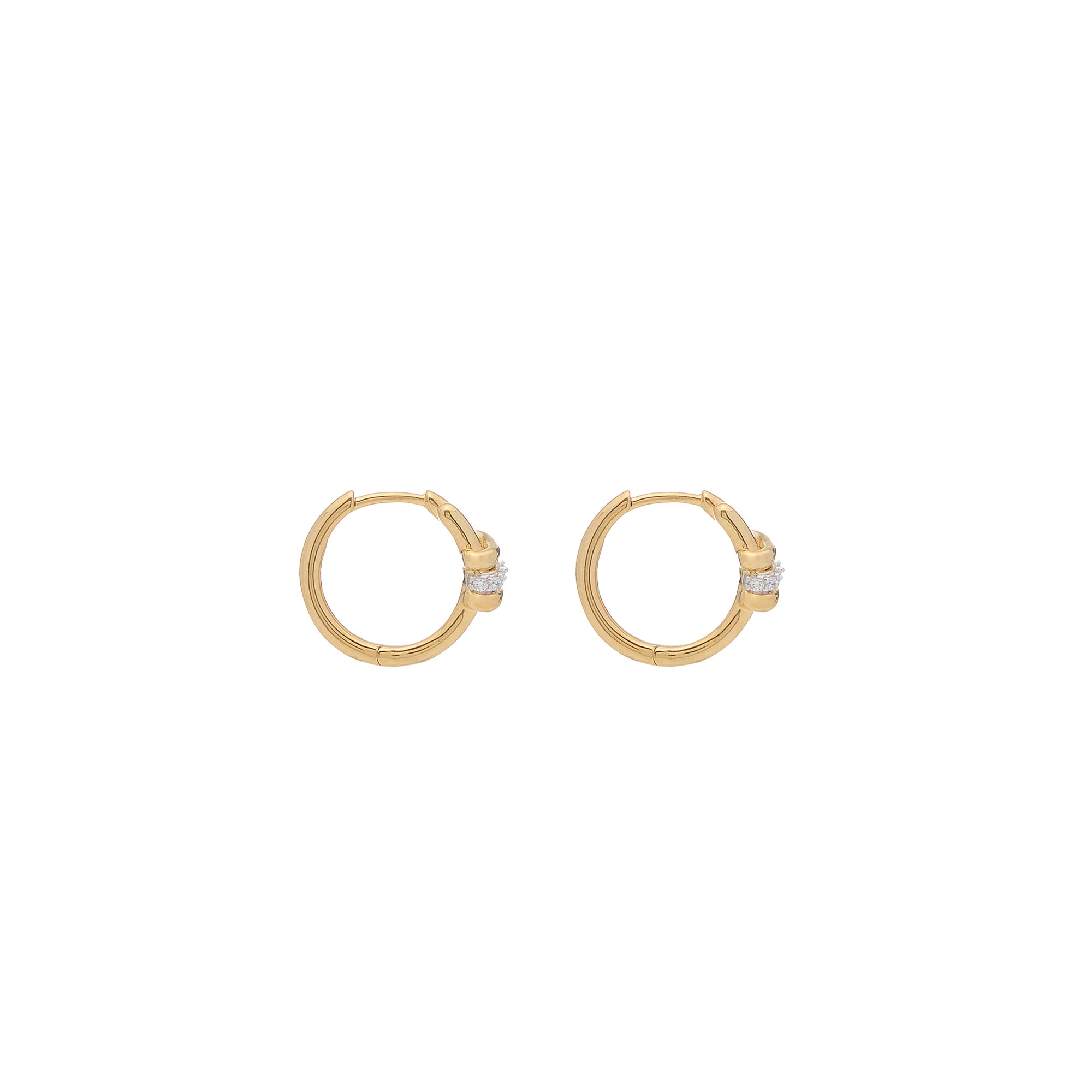 Eclipse Mini Hoops - Gold  1 Row White Diamond Pave