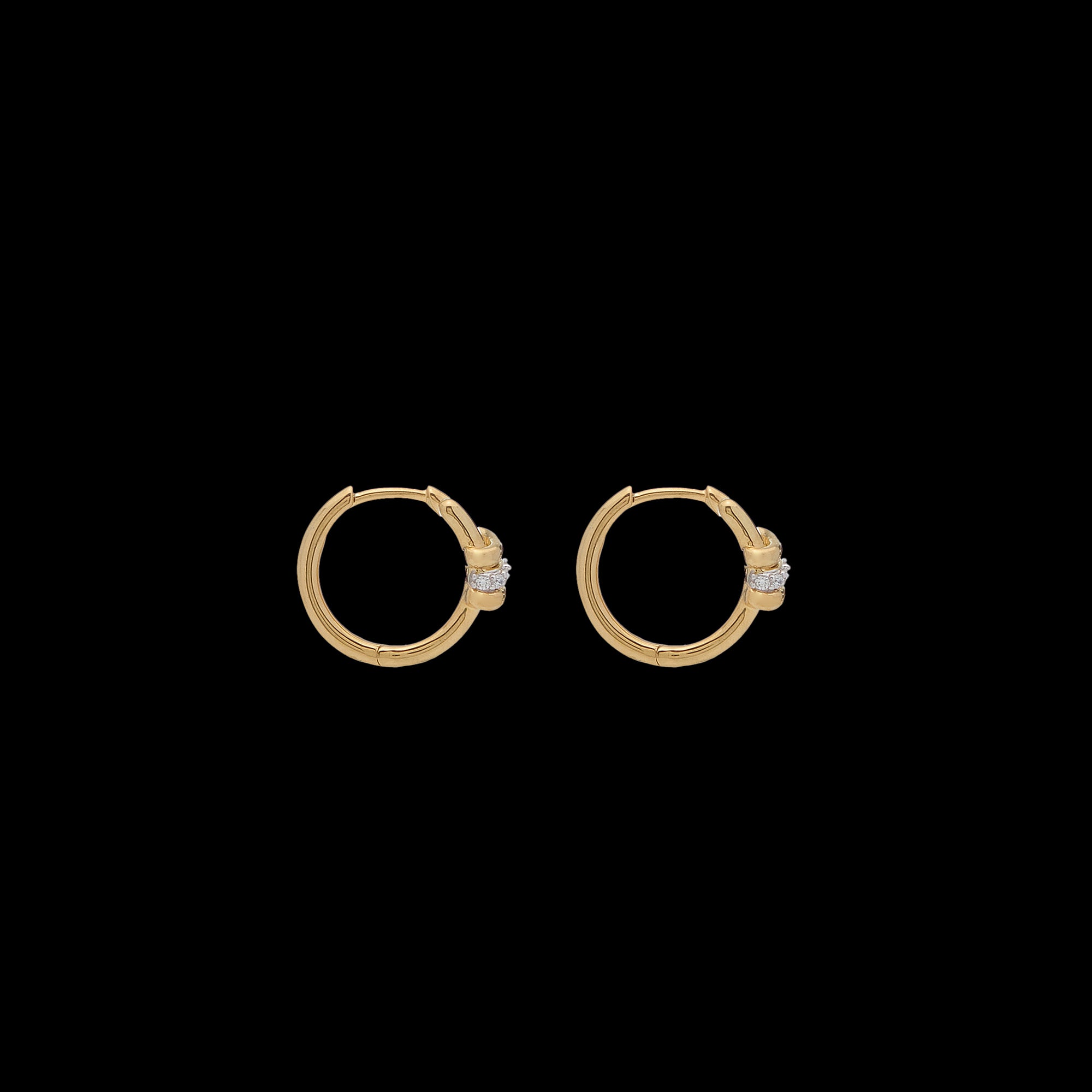 Eclipse Mini Hoops - Gold  1 Row White Diamond Pave