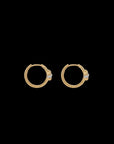 Eclipse Mini Hoops - Gold  1 Row White Diamond Pave