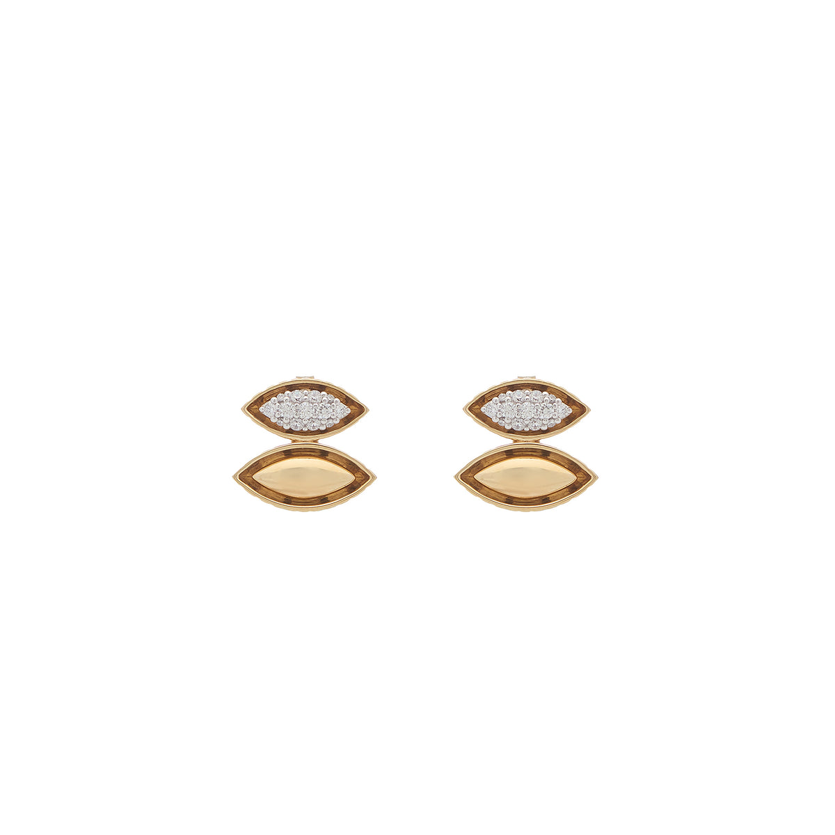 Pietre Double Studs - Pave  / Gold