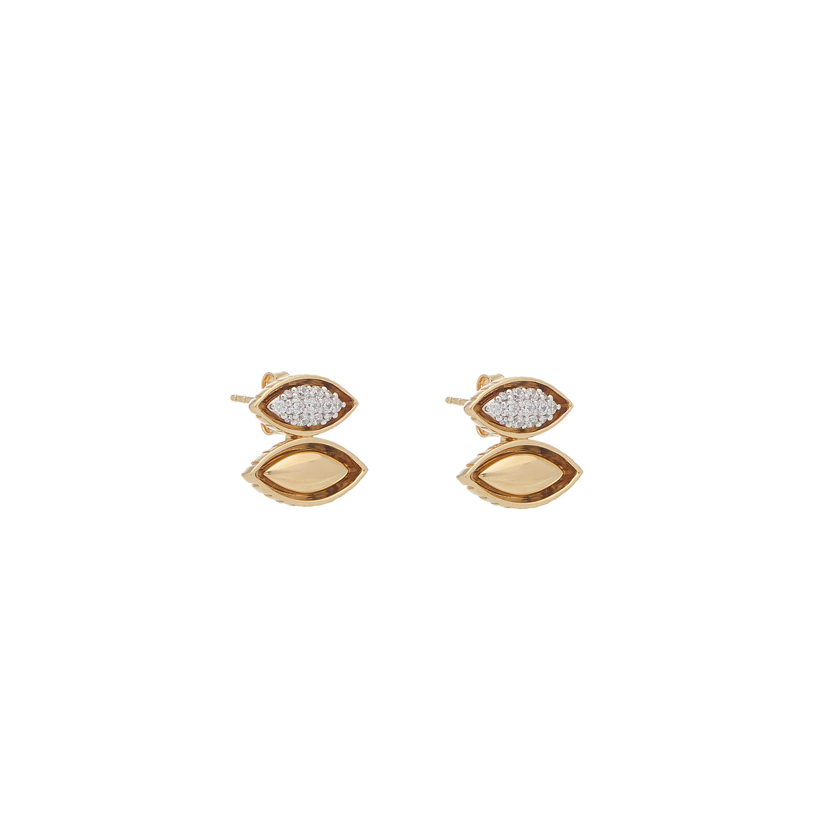 Pietre Double Studs - Pave  / Gold