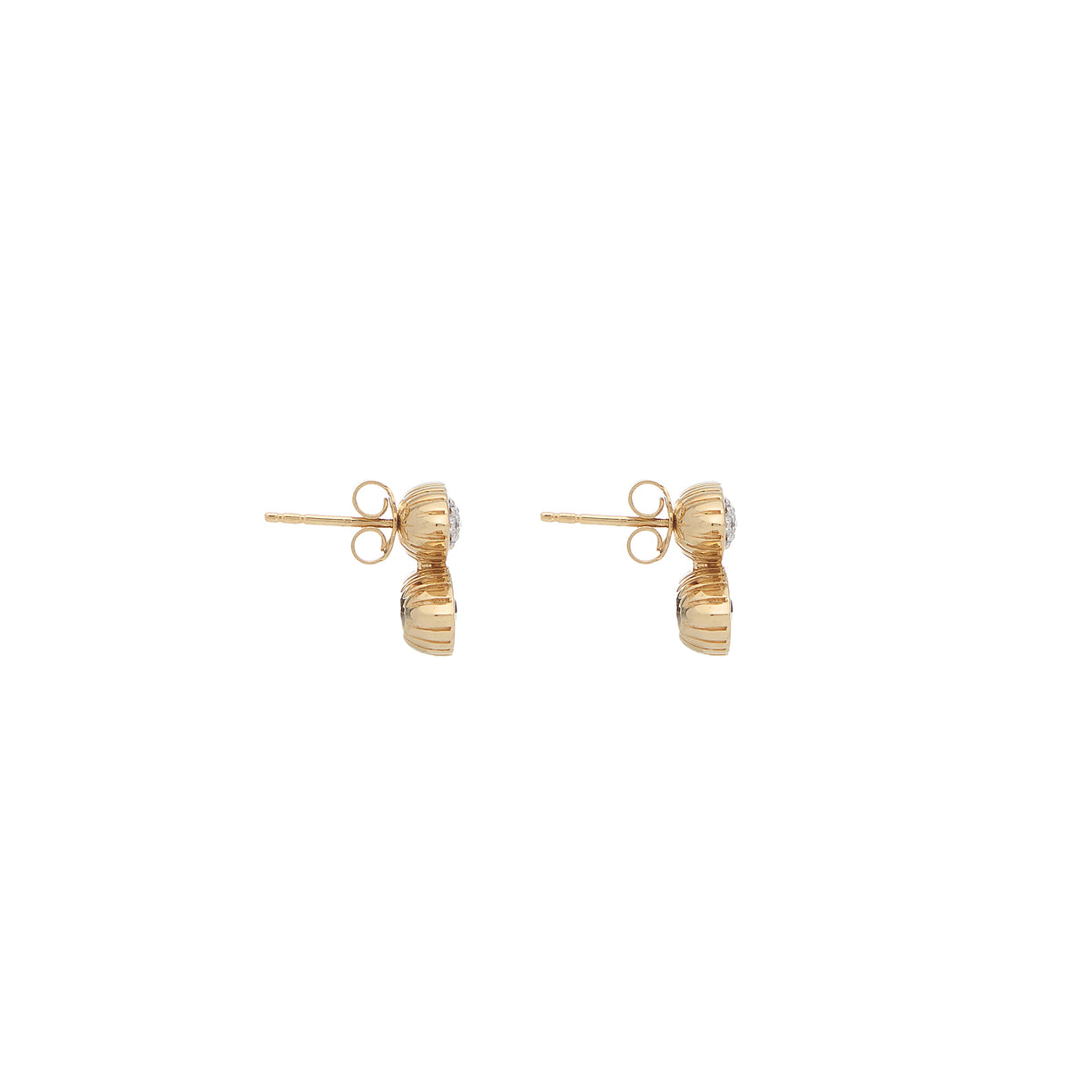 Pietre Double Studs - Pave  / Gold