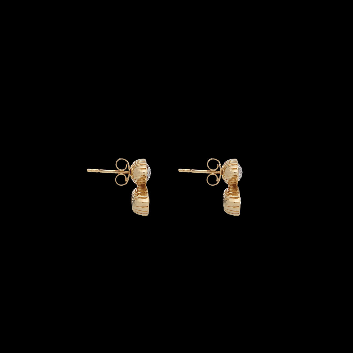 Pietre Double Studs - Pave  / Gold
