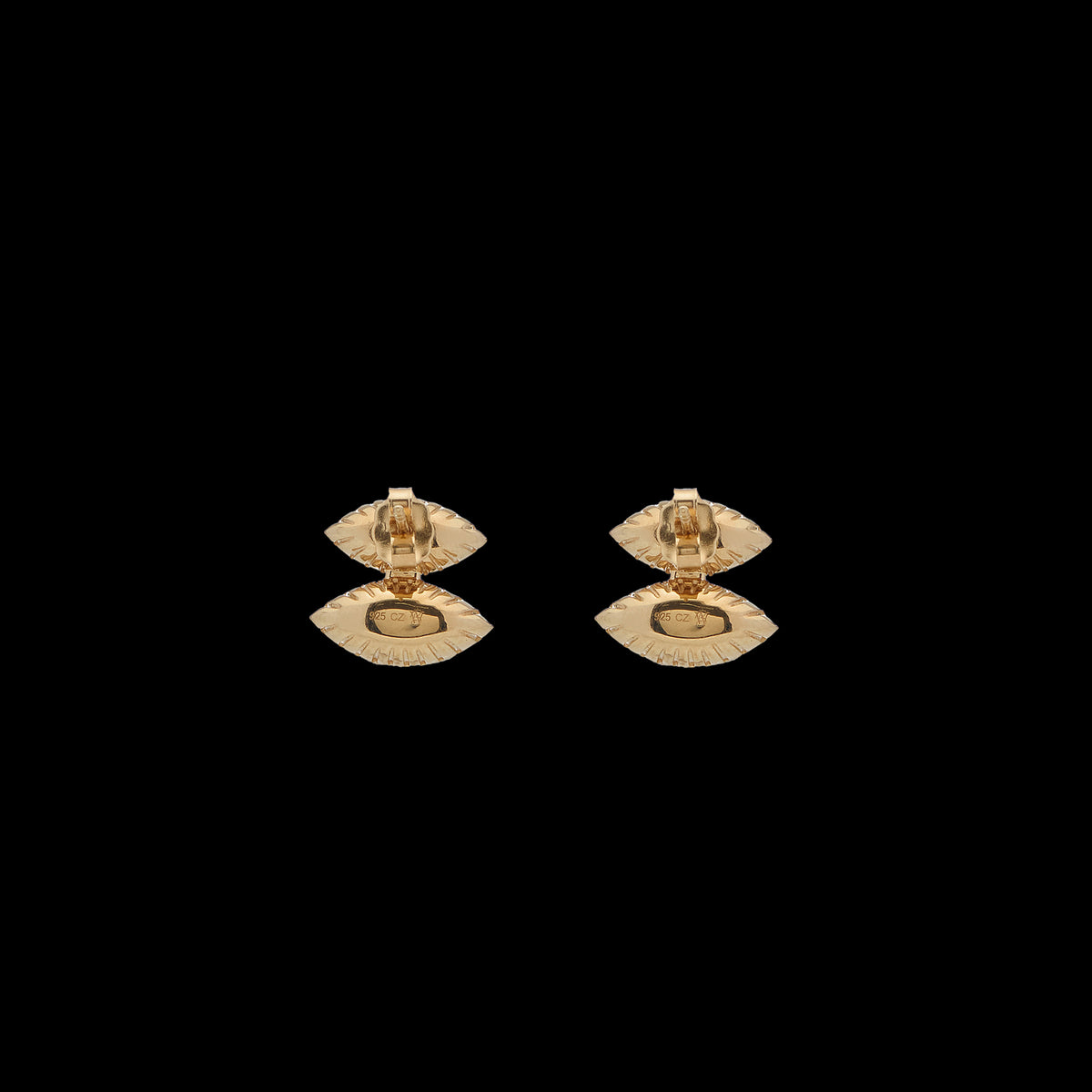 Pietre Double Studs - Pave  / Gold