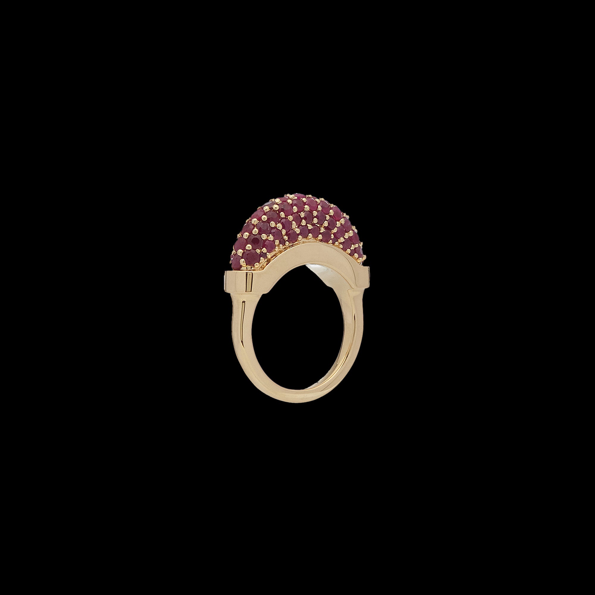 Luna Mini Ring- Gold Diamond Ruby  Pave