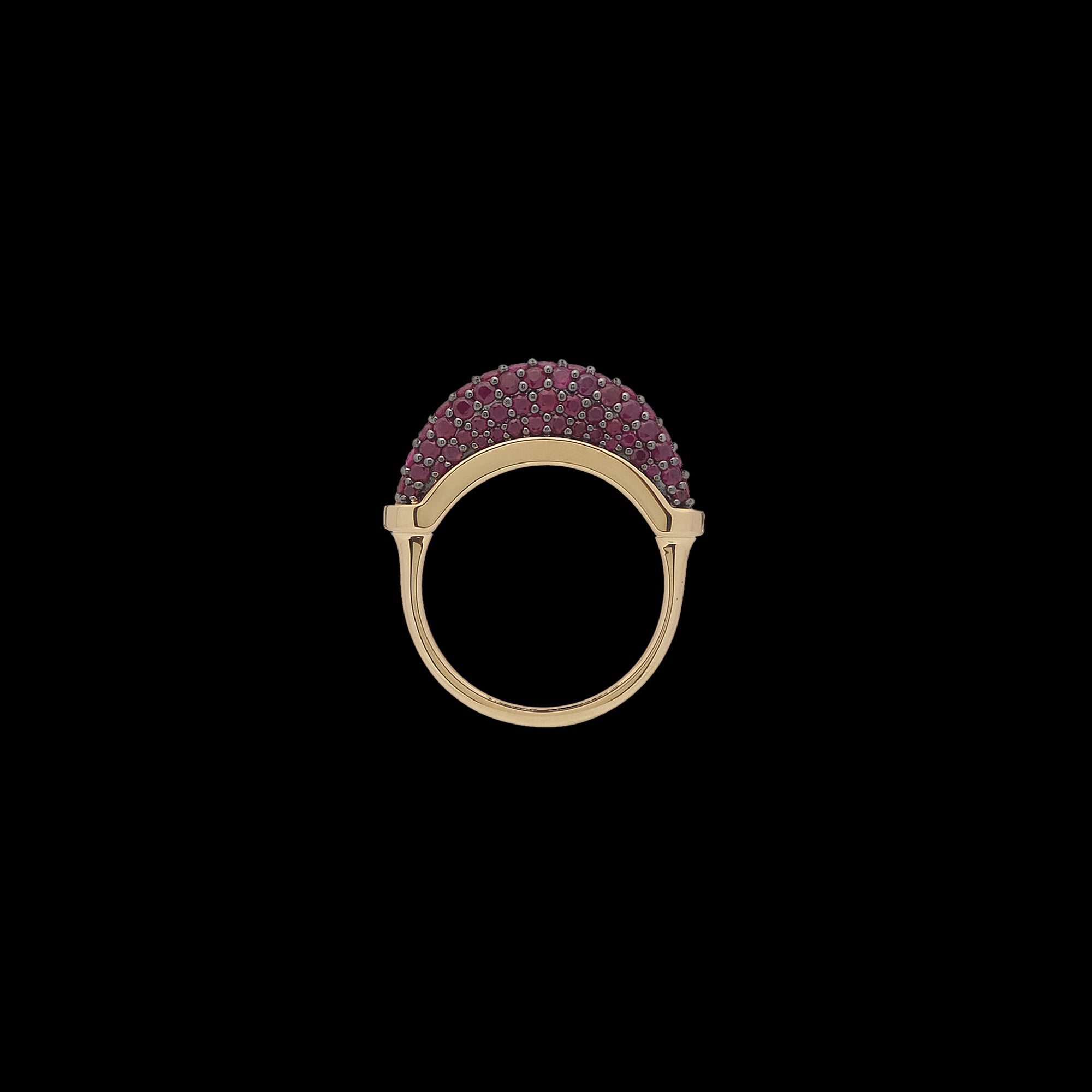 Luna Micro Ring - Gold White Dark Ruby  Pave