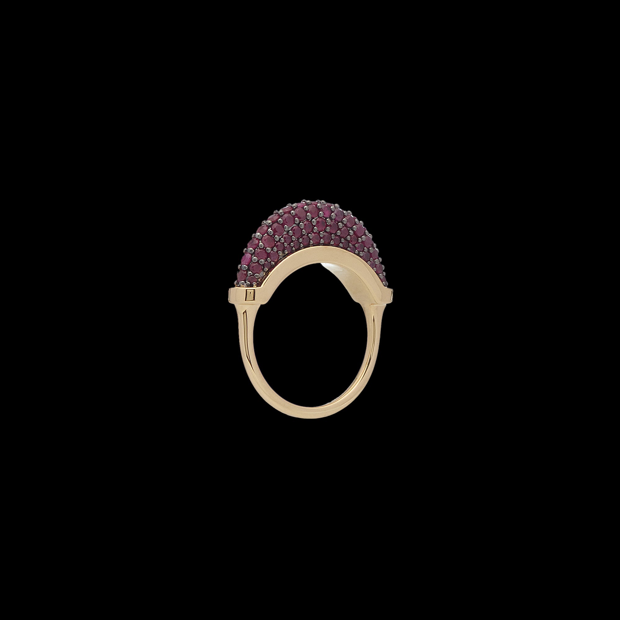 Luna Micro Ring - Gold White Dark Ruby  Pave