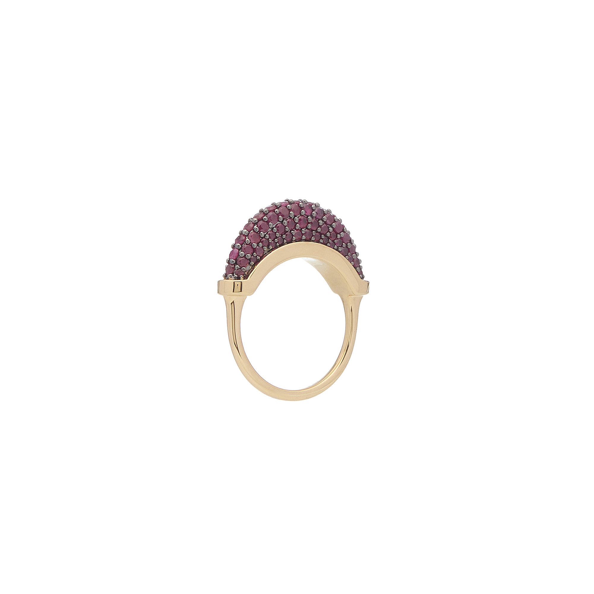 Luna Micro Ring - Gold White Dark Ruby  Pave