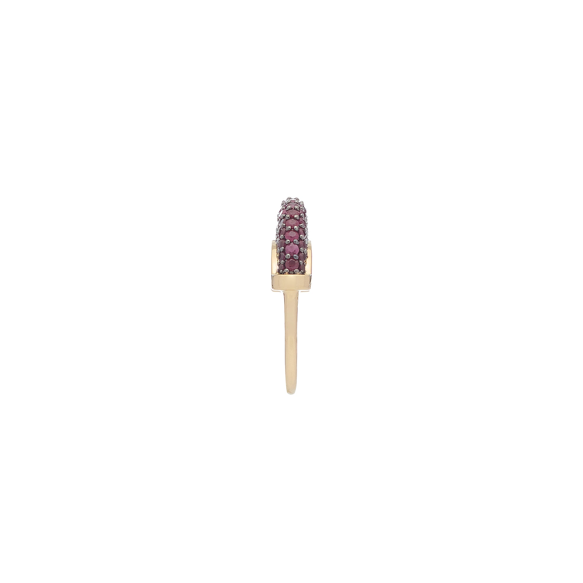 Luna Micro Ring - Gold White Dark Ruby  Pave