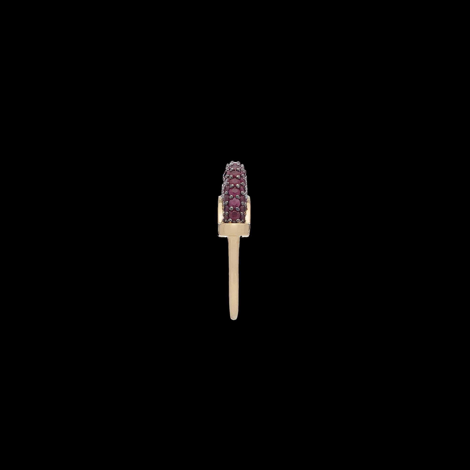 Luna Micro Ring - Gold White Dark Ruby  Pave