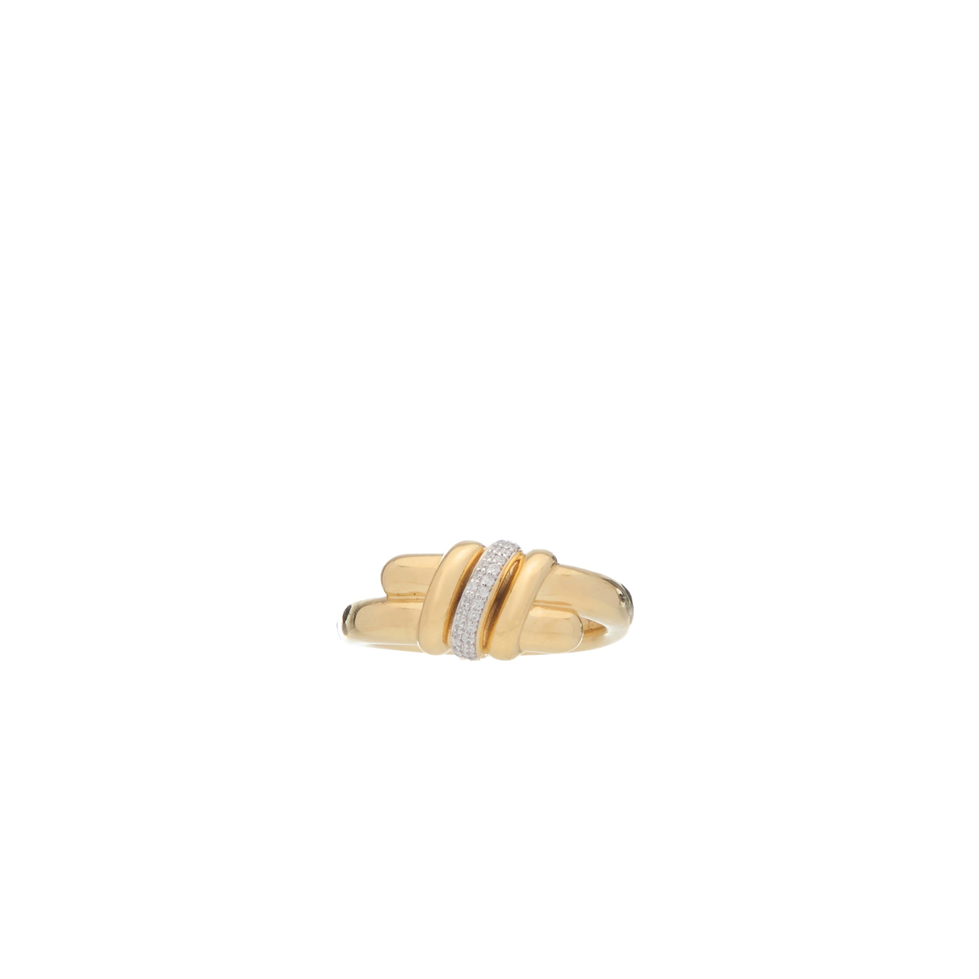 Eclipse Medium Ring - Gold 1 Row  Pave