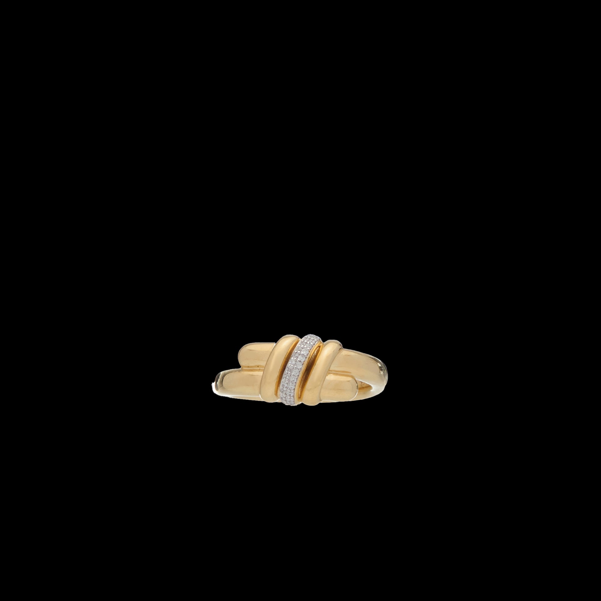 Eclipse Medium Ring - Gold 1 Row  Pave