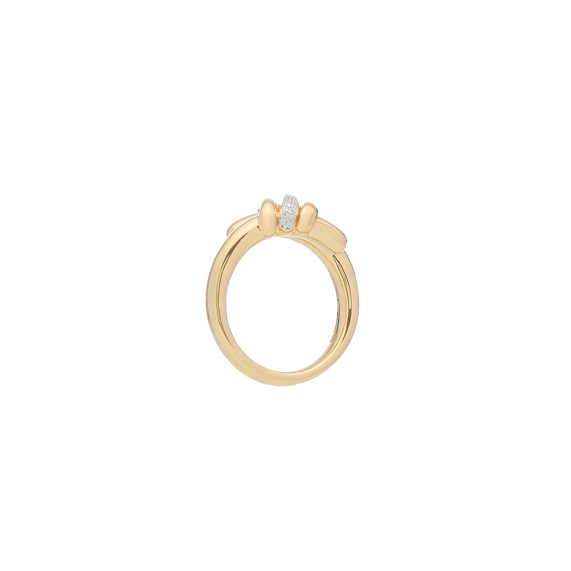 Eclipse Medium Ring - Gold 1 Row  Pave