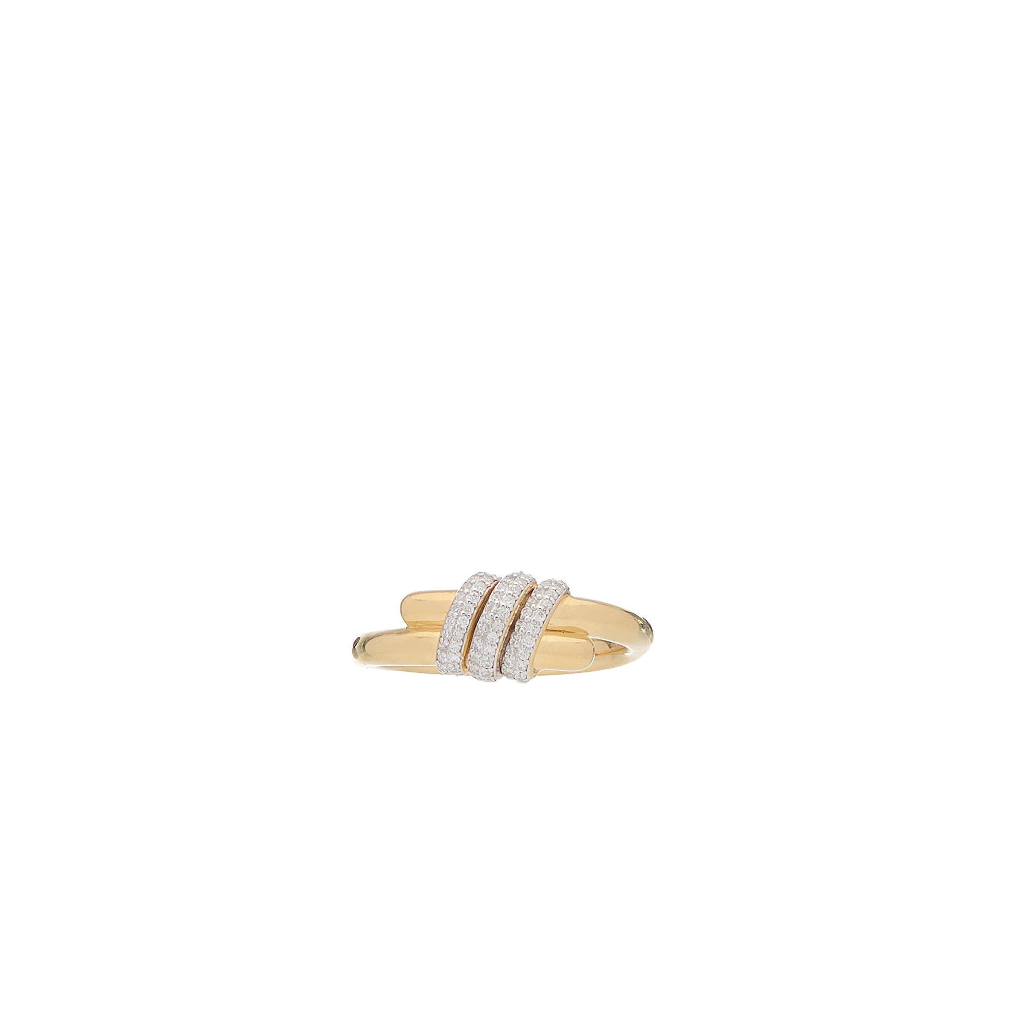 Eclipse Small  Ring - Gold with 3 row diamond