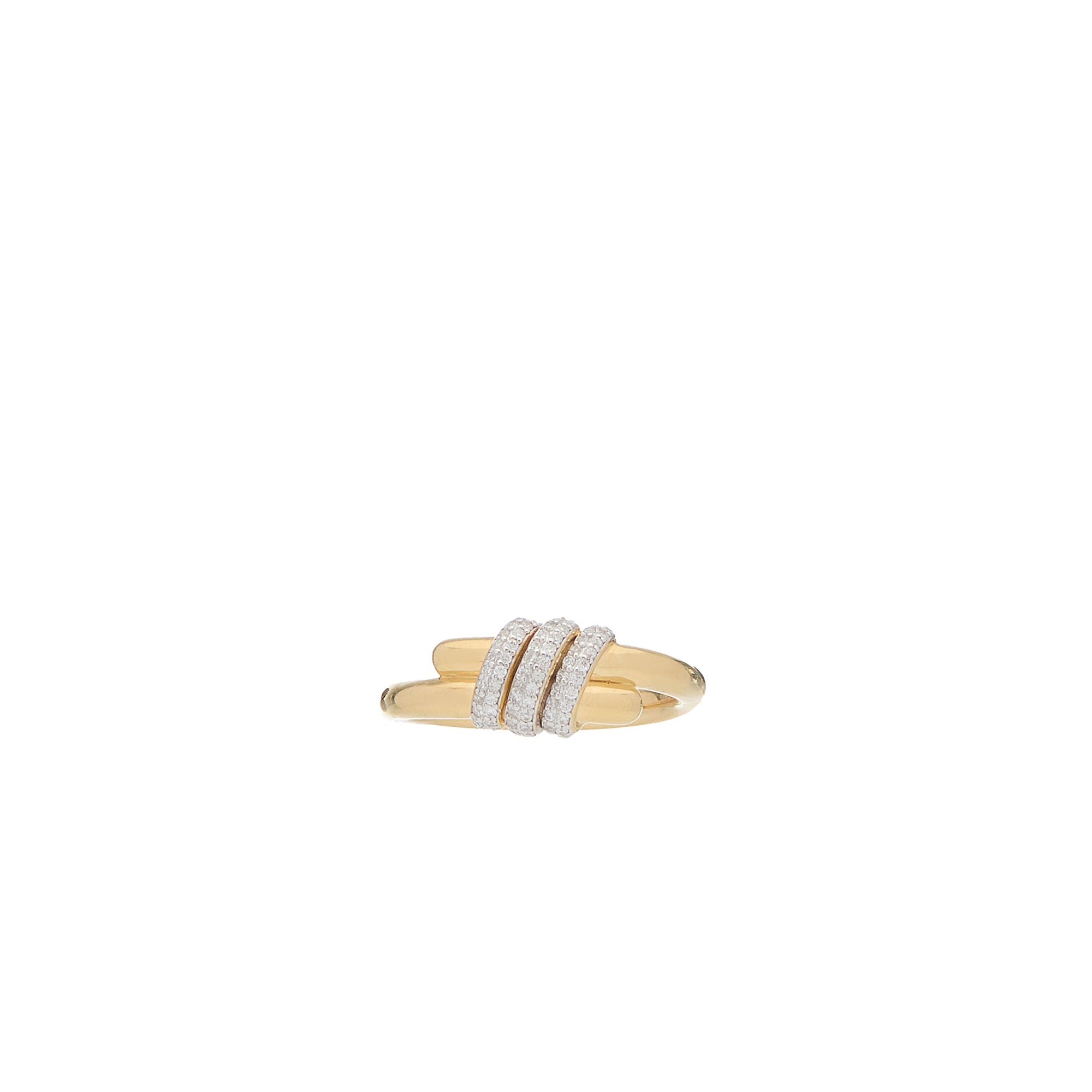 Eclipse Medium Ring - Gold 3 Row  Pave