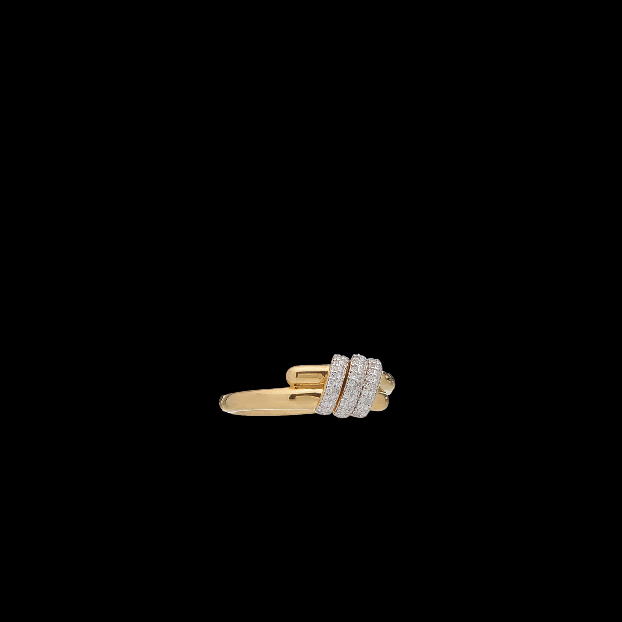 Eclipse Small  Ring - Gold with 3 row diamond