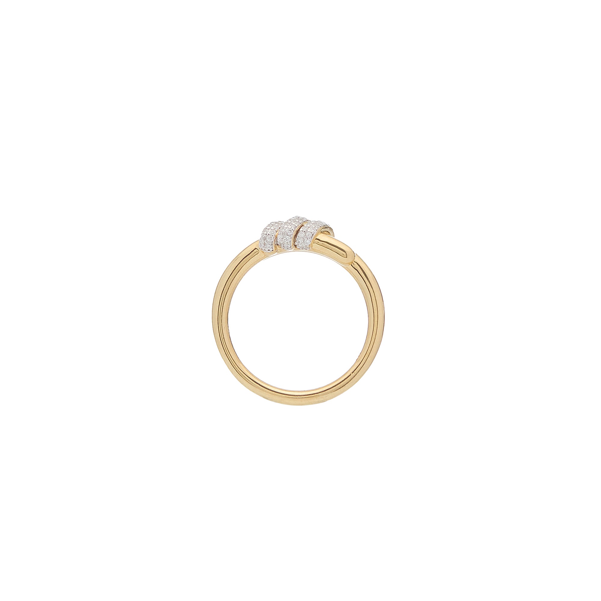 Eclipse Small  Ring - Gold with 3 row diamond