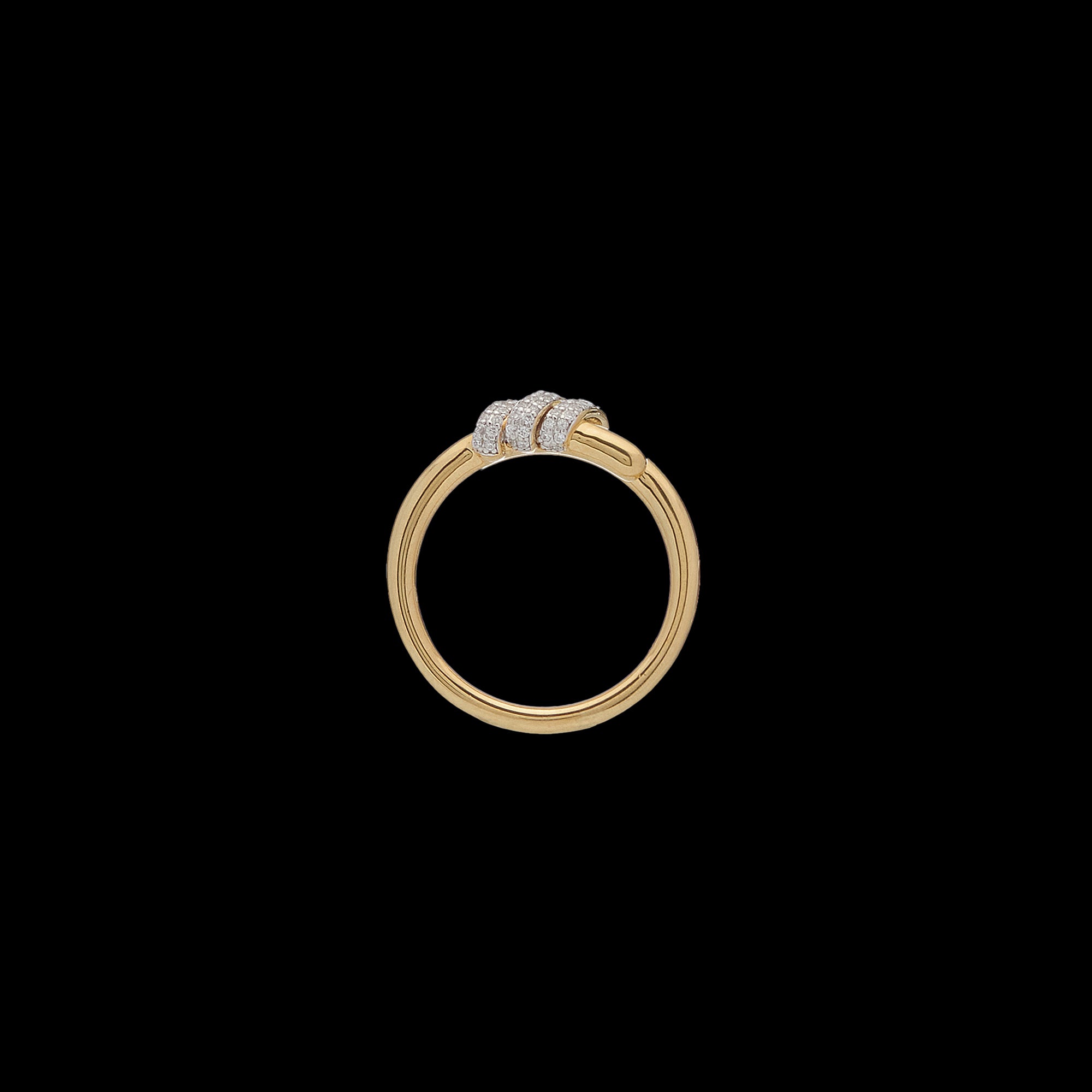 Eclipse Small  Ring - Gold with 3 row diamond