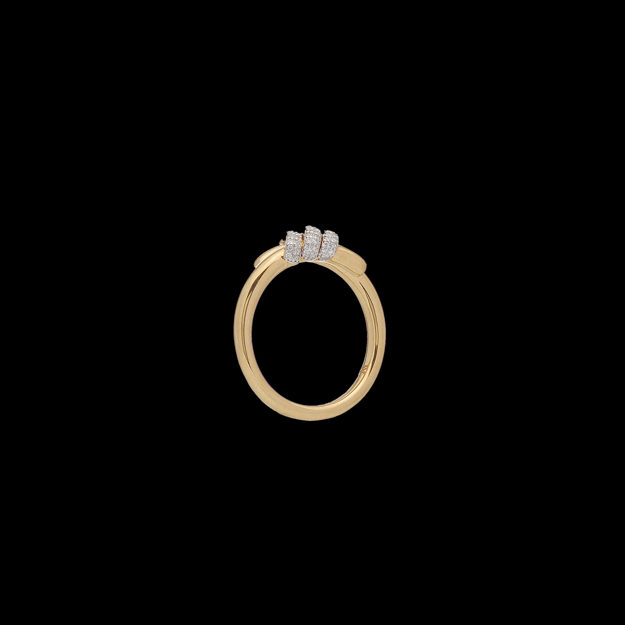 Eclipse Small  Ring - Gold with 3 row diamond