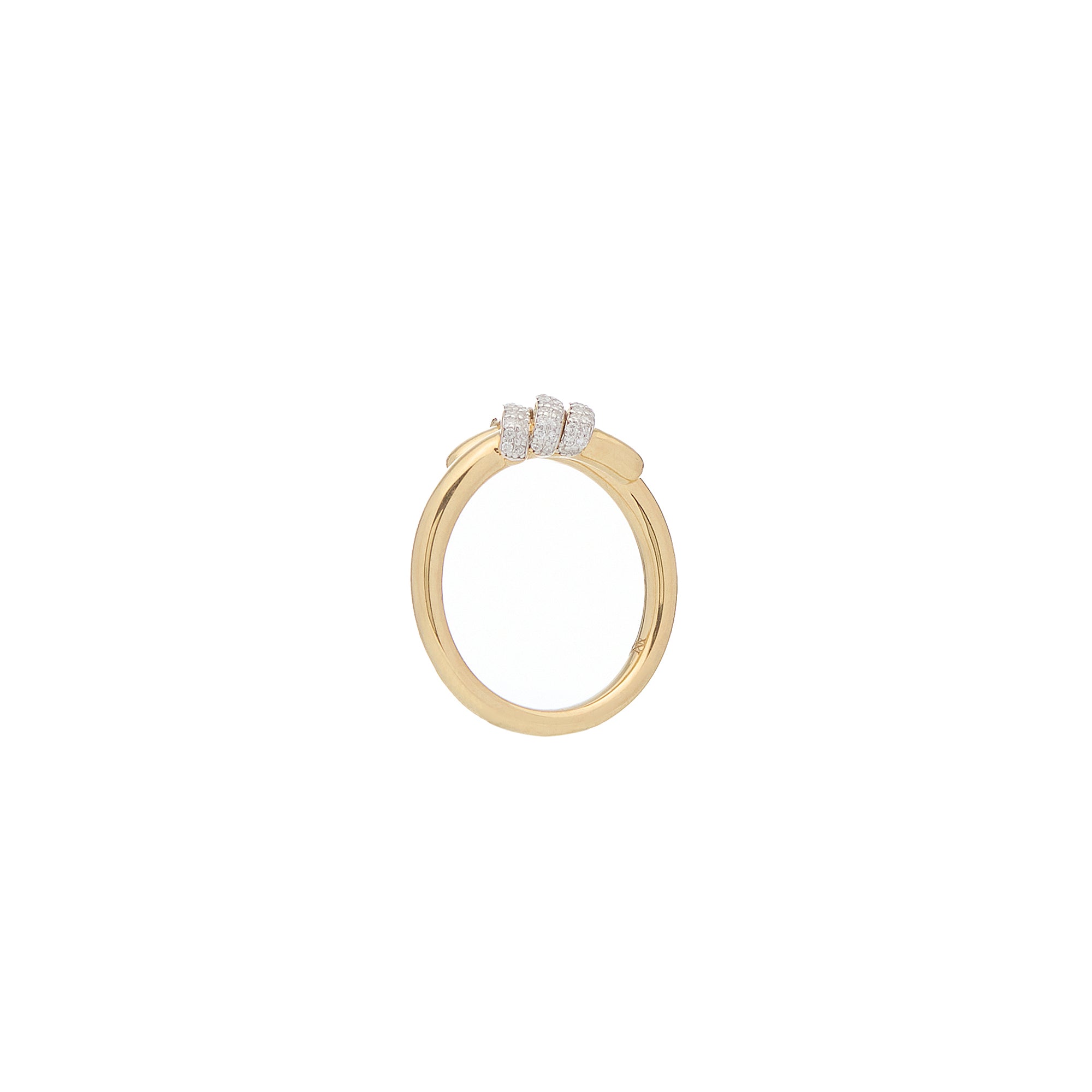 Eclipse Small  Ring - Gold with 3 row diamond