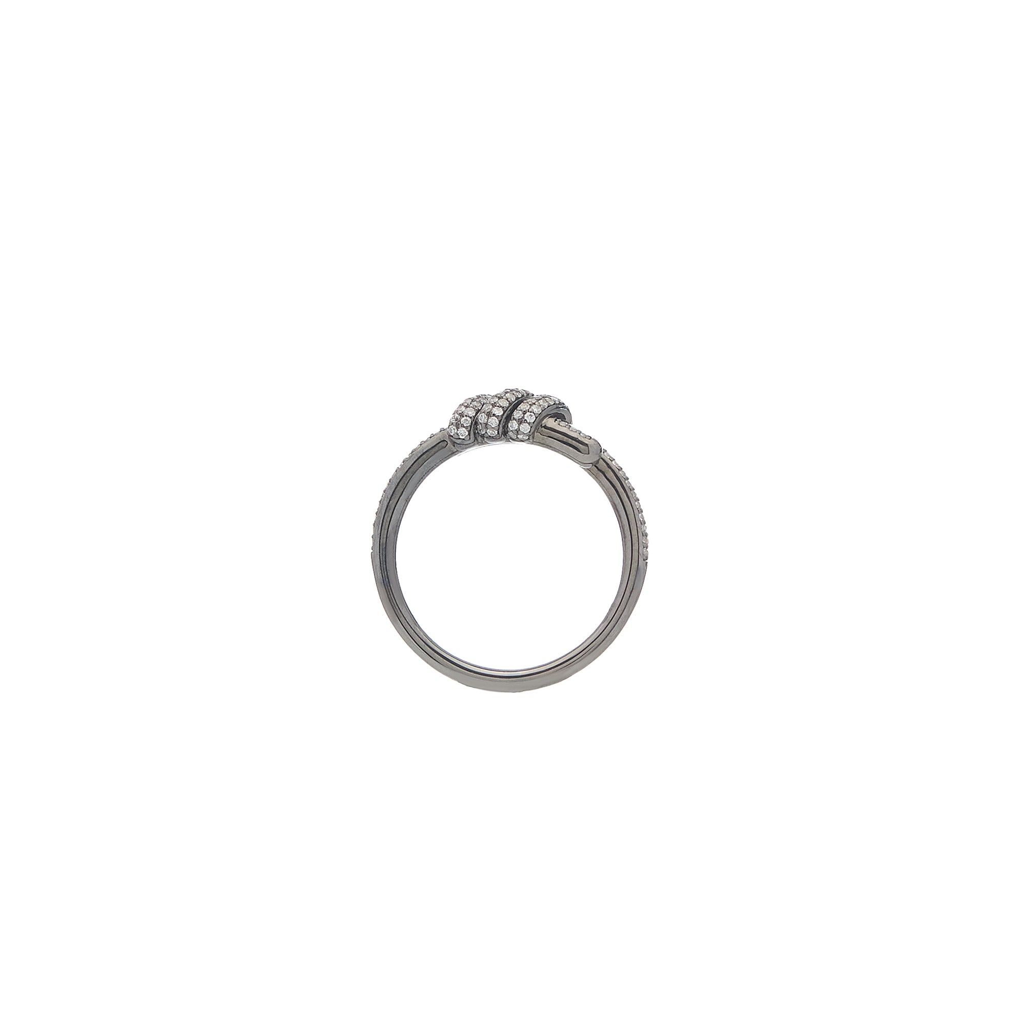 Eclipse Mini Ring - White Gold / Black Rhodium All  White Pave