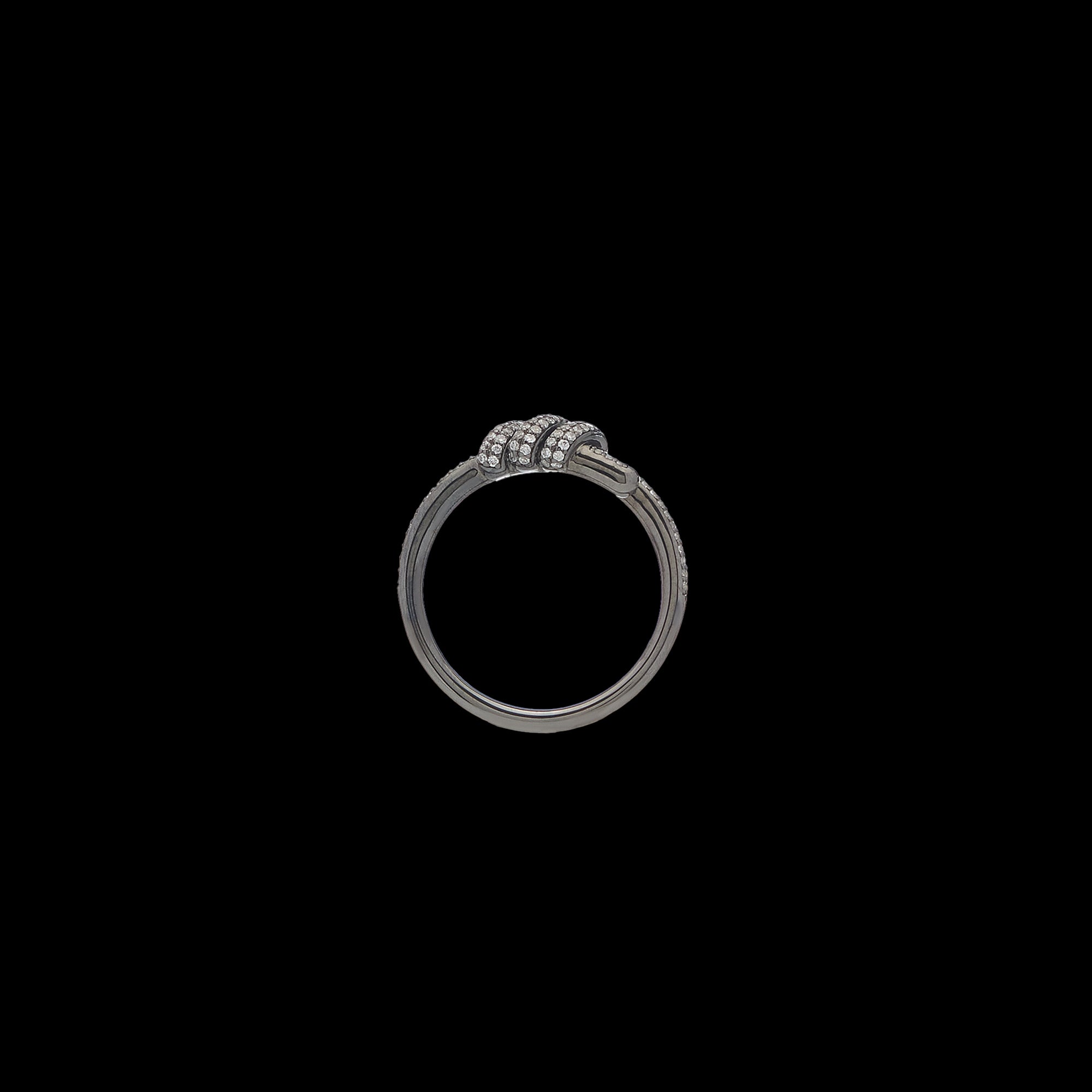 Eclipse Mini Ring - White Gold / Black Rhodium All  White Pave