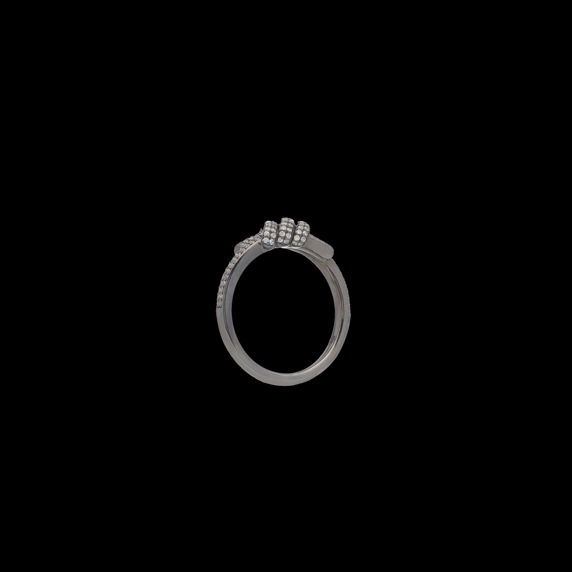 Eclipse Mini Ring - White Gold / Black Rhodium All  White Pave