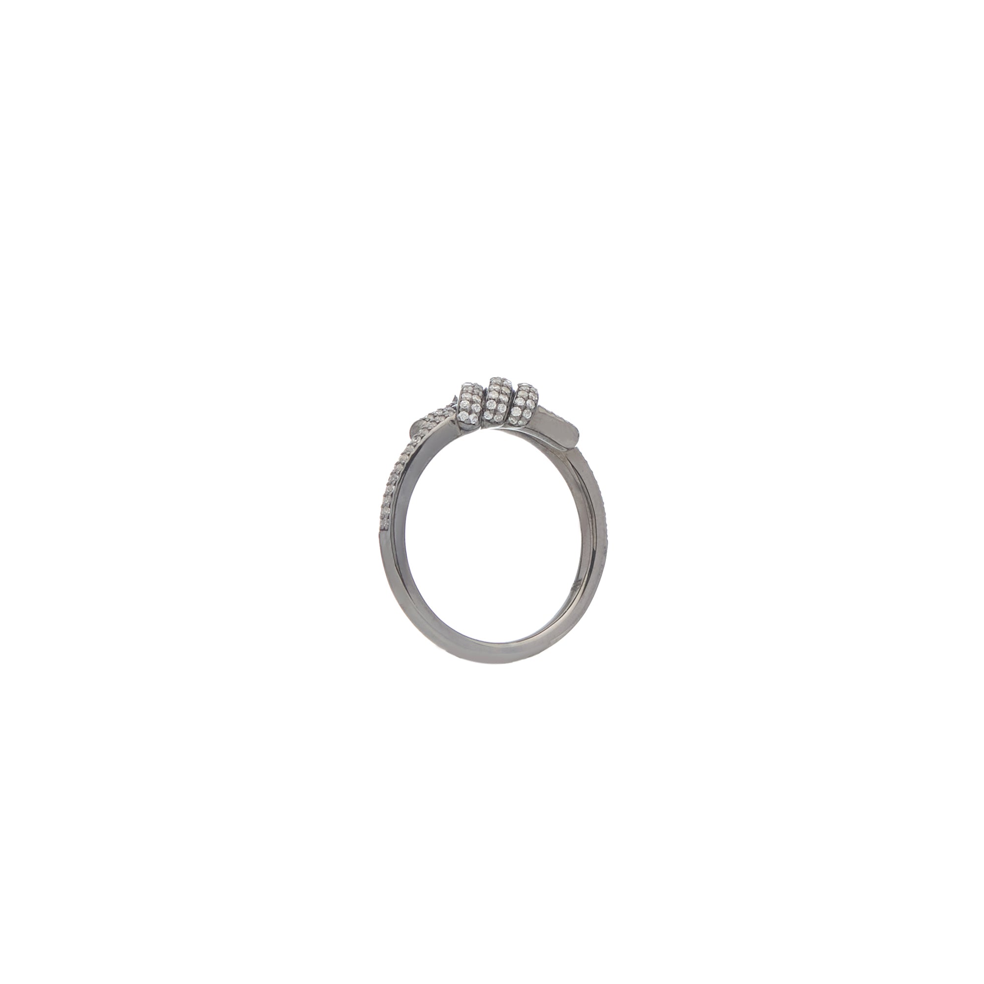 Eclipse Mini Ring - White Gold / Black Rhodium All  White Pave