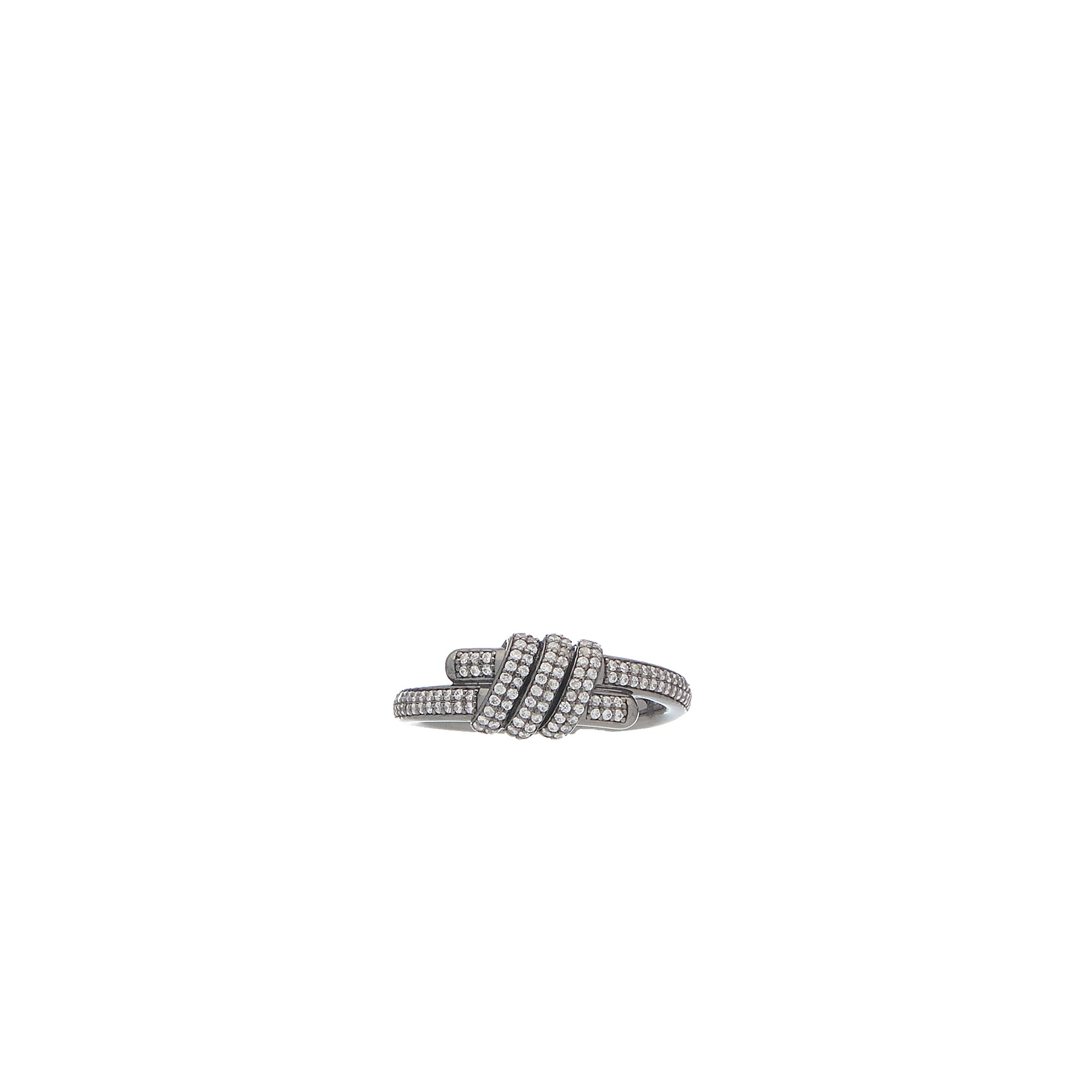Eclipse Mini Ring - White Gold / Black Rhodium All  White Pave
