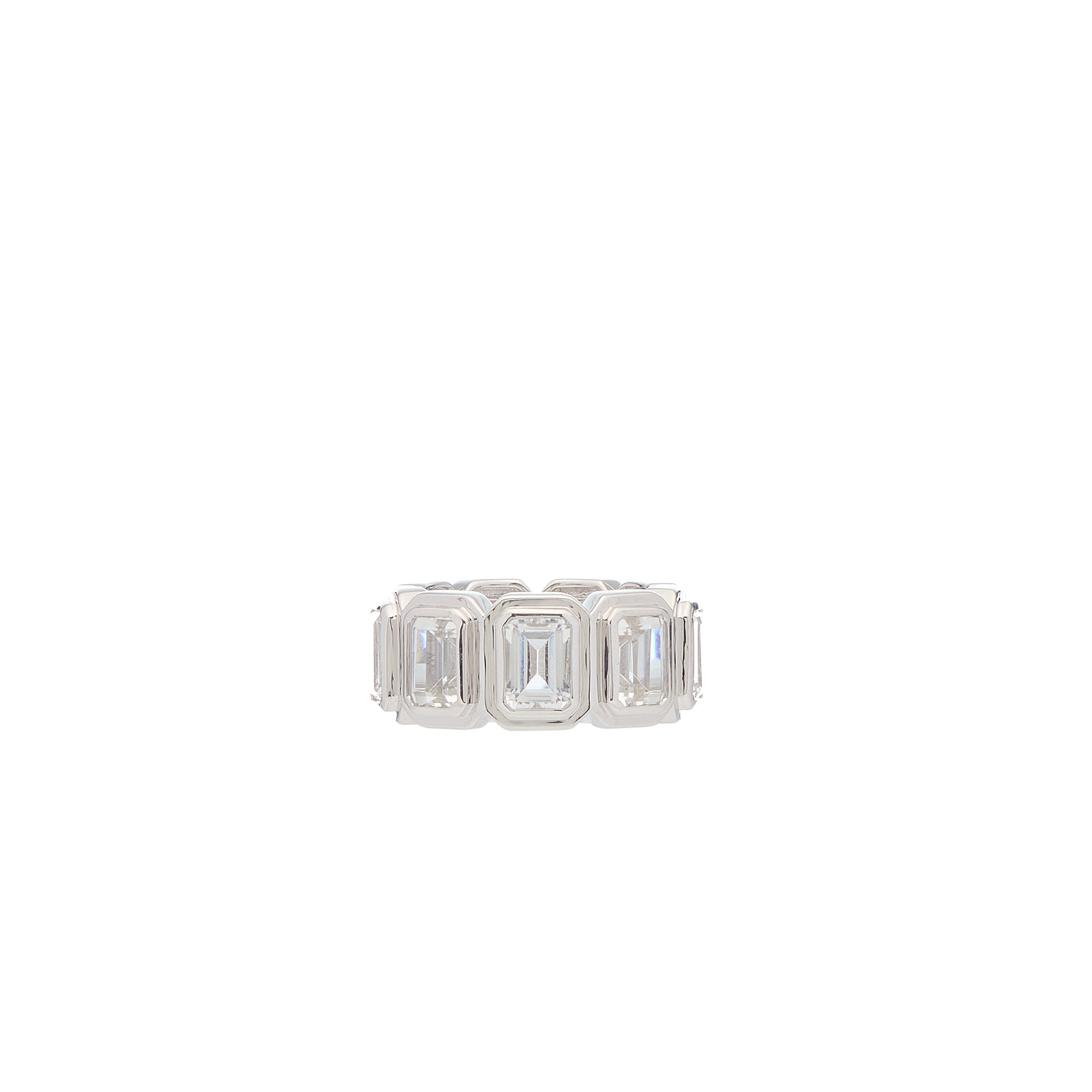 Ray of Light - Silver Quatrum Wide Band - White Topaz