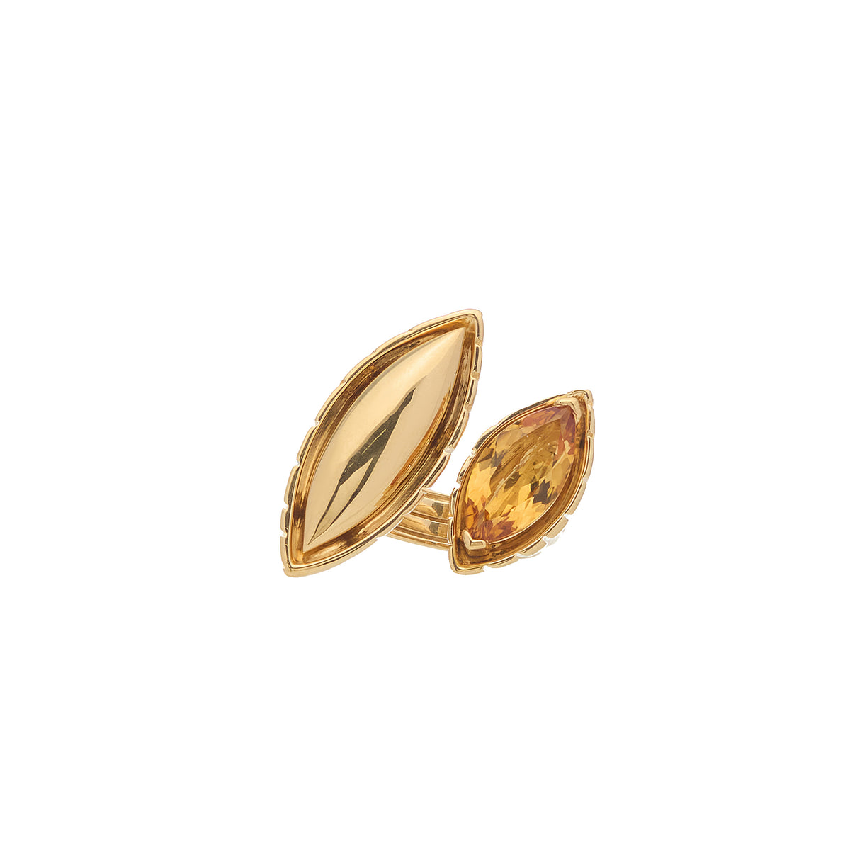 Pietre Double Ring - Jumbo - Gold/Citrine