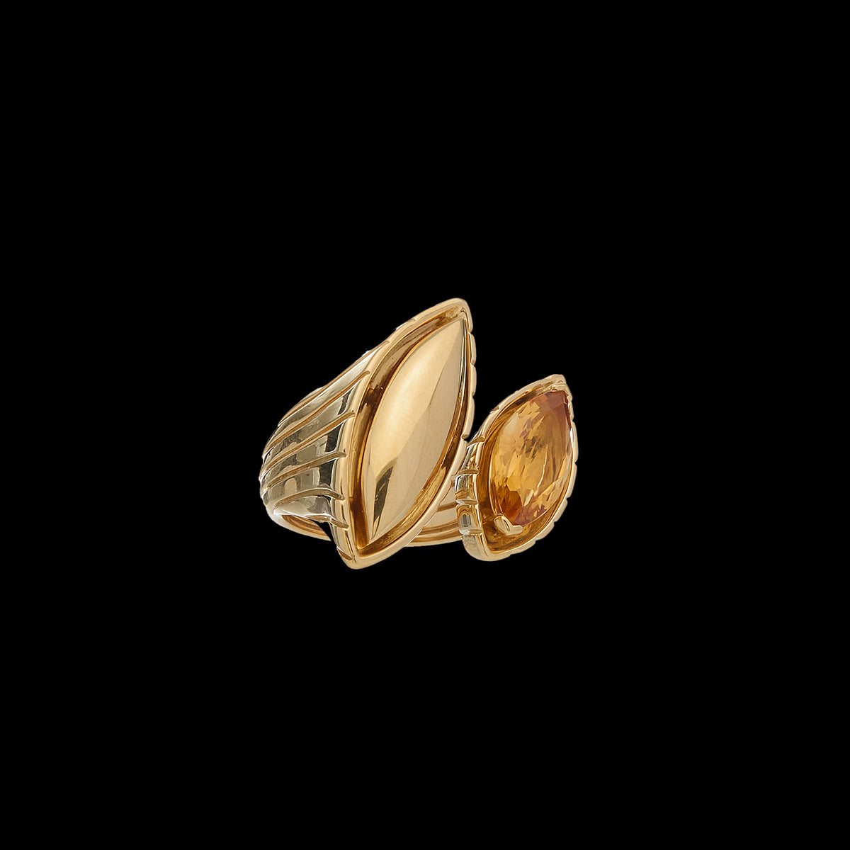 Pietre Double Ring - Jumbo - Gold/Citrine