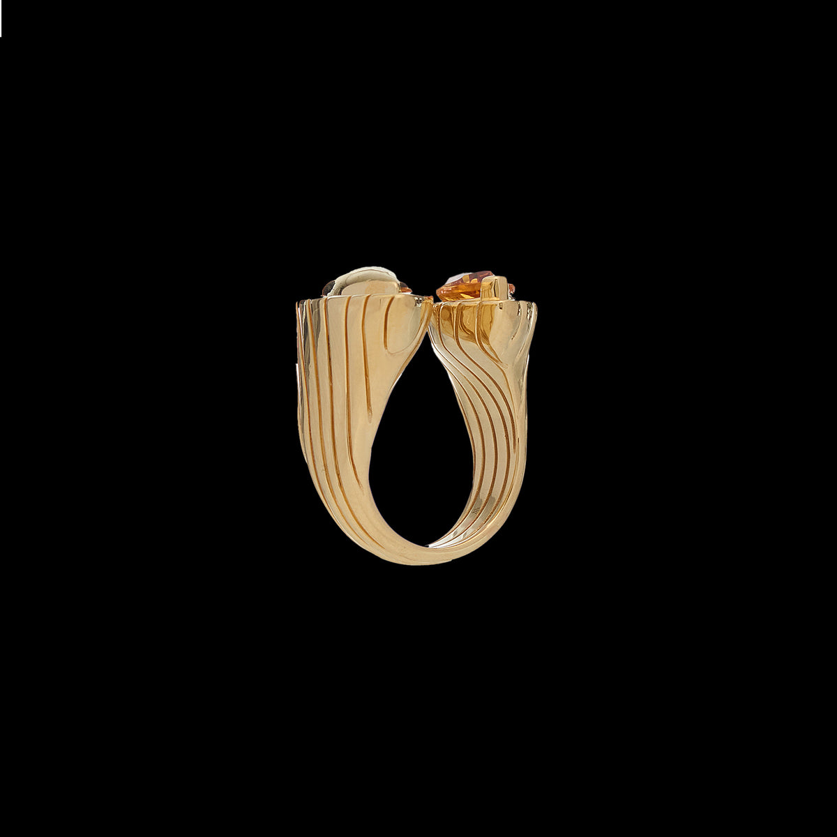 Pietre Double Ring - Jumbo - Gold/Citrine