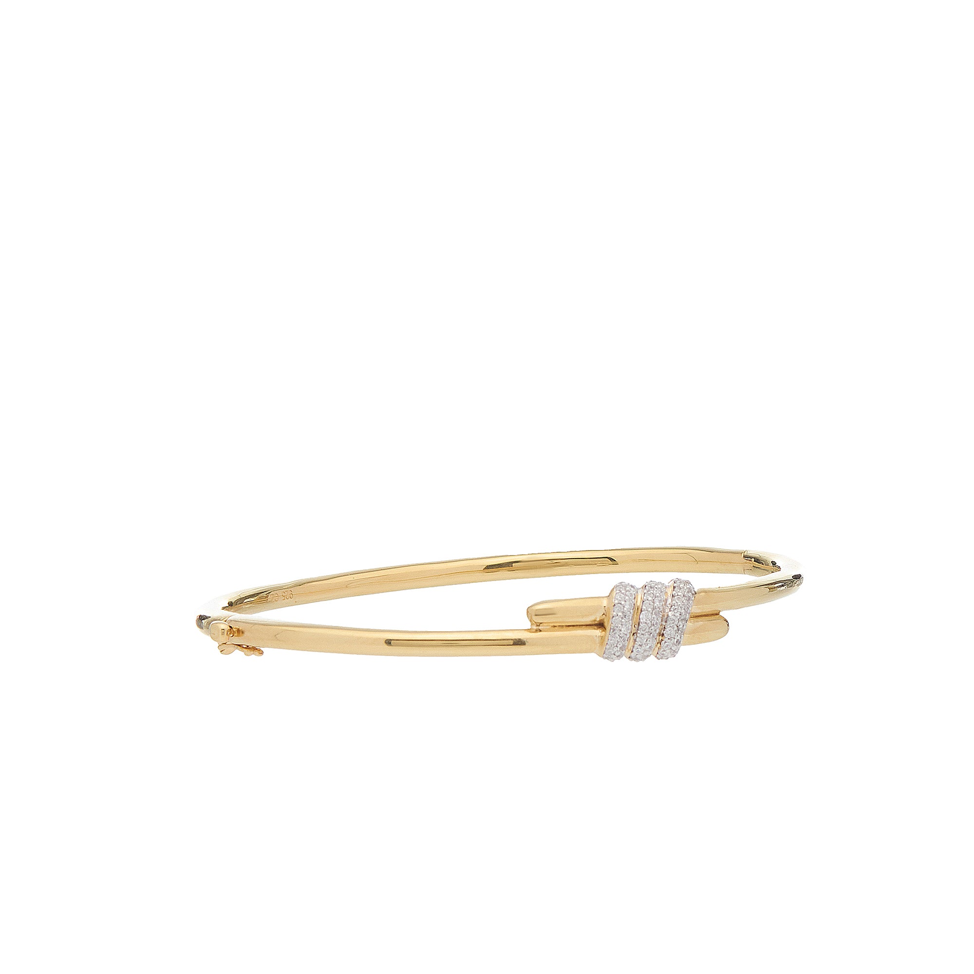 Eclipse Small Bangle - Gold with 3 row of White Diamond Pave