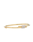 Eclipse Small Bangle - Gold with 3 row of White Diamond Pave