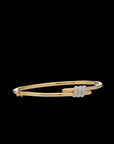 Eclipse Small Bangle - Gold with 3 row of White Diamond Pave