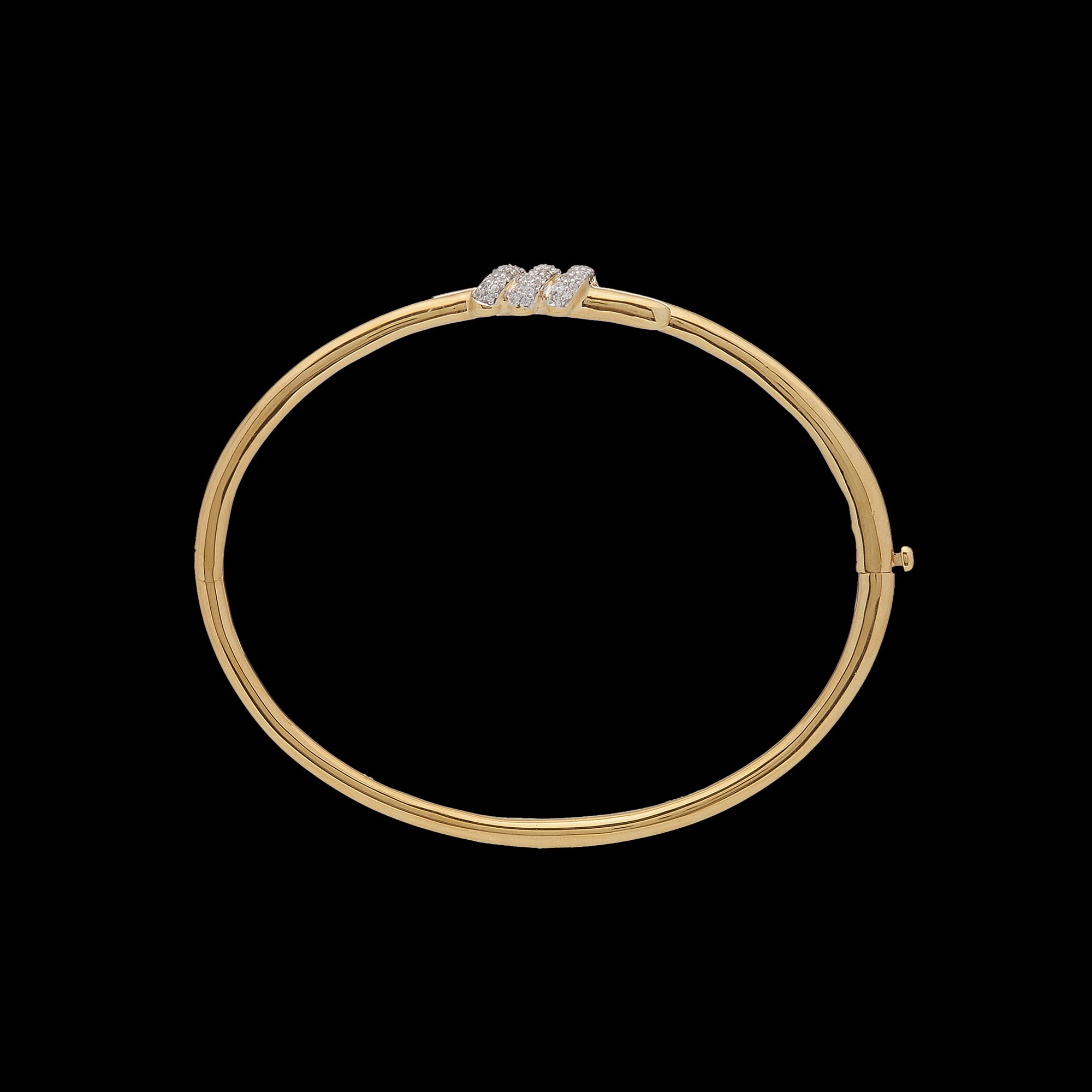 Eclipse Small Bangle - Gold with 3 row of White Diamond Pave