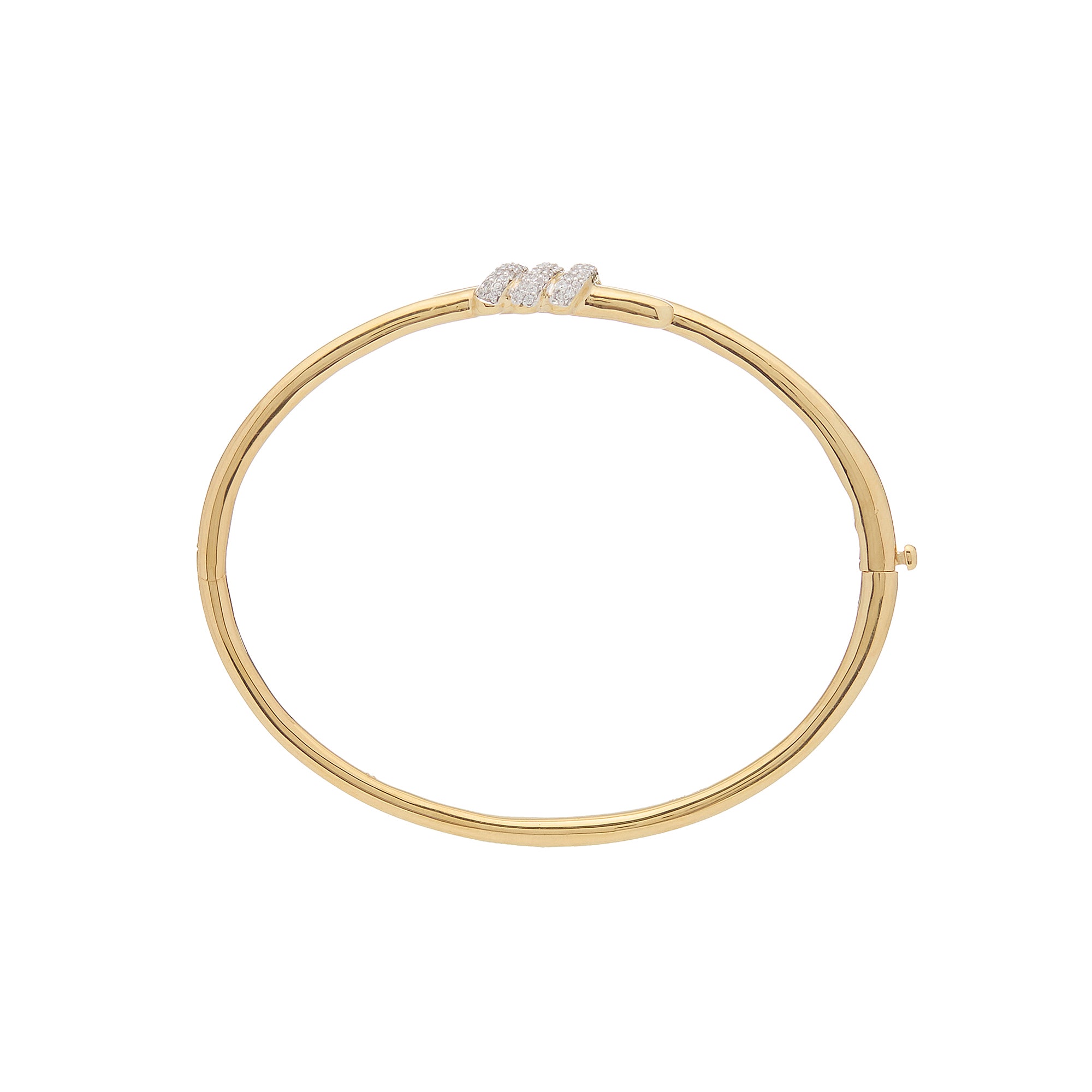 Eclipse Small Bangle - Gold with 3 row of White Diamond Pave